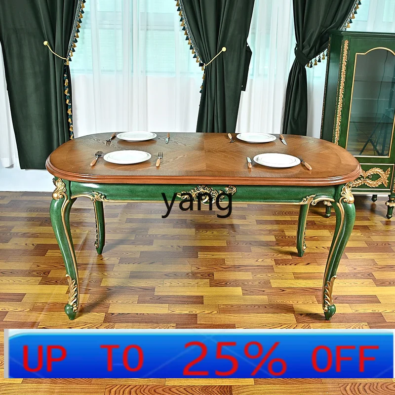 LMM American solid wood dining table dining chair combination restaurant 1.6 meters long square oval light luxury complete set