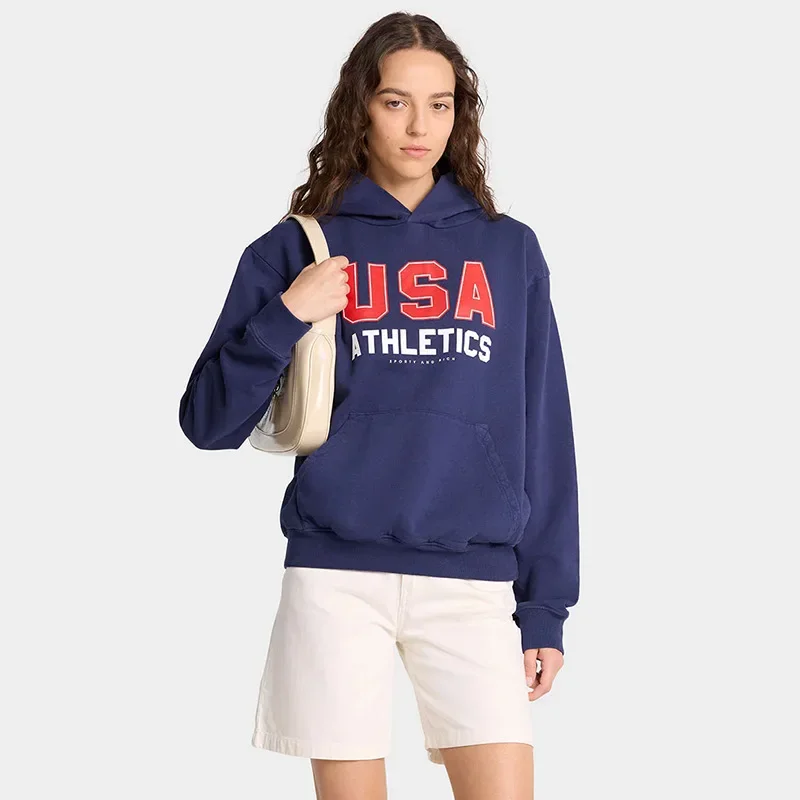 

Sporty&Rich USA Letter Printed Hooded Sweatshirt for Women - 24 New Fall Winter Collection Winter Clothes Women