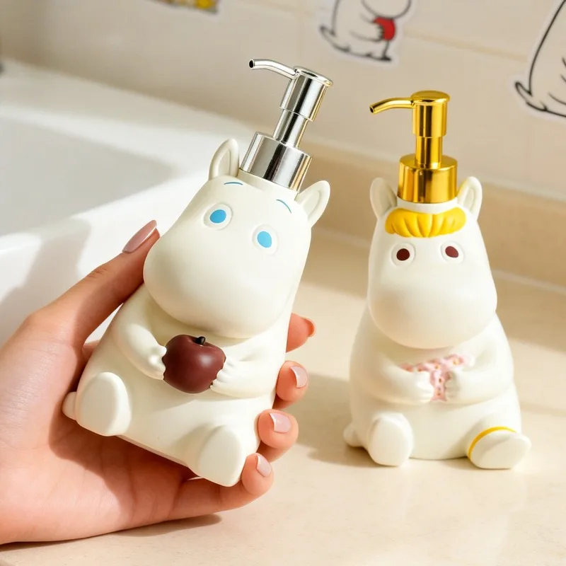 Niedliche Moomins-Serie Nachfüllbare Flasche Kreative Kawaii Cartoon-Anime-Charakter-Modell Druckspender-Flasche Badezimmerzubehör