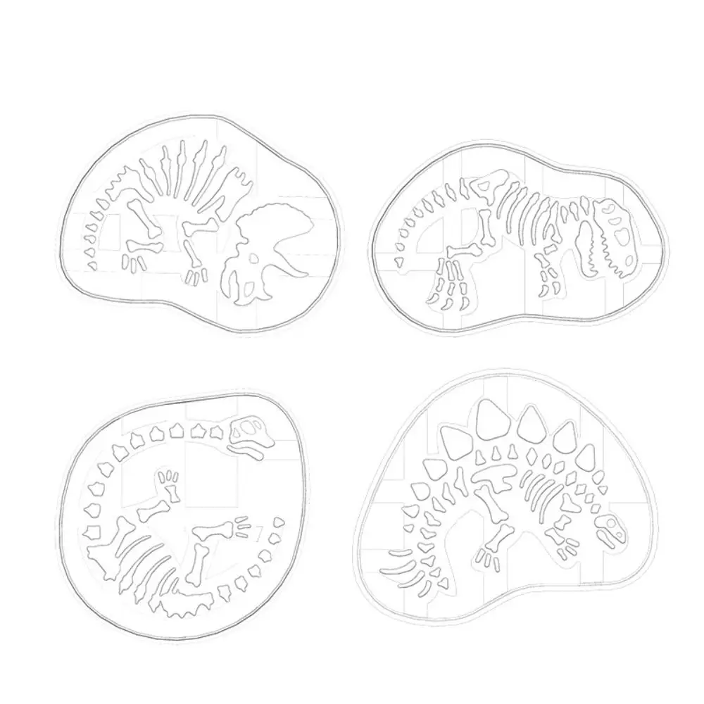 4Pcs New Dinosaur Fossil Dinosaur Cookie Cutters Mold Plastic Sugarcraft Biscuit Mould Tools Embossing Baking Mold Kitchen