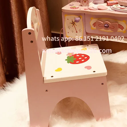 Customizable Girl's Birthday 61 Gift Princess Dressing Table Children Home Wooden Toys