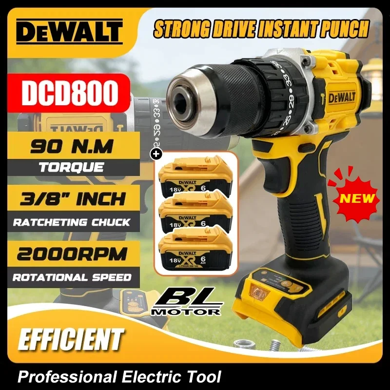 Dewalt DCD800 2000RPM Cordless Impact Drill 1/2 Inch Brushless Electric Screwdriver Lithium Electric Tool For 18V Battery