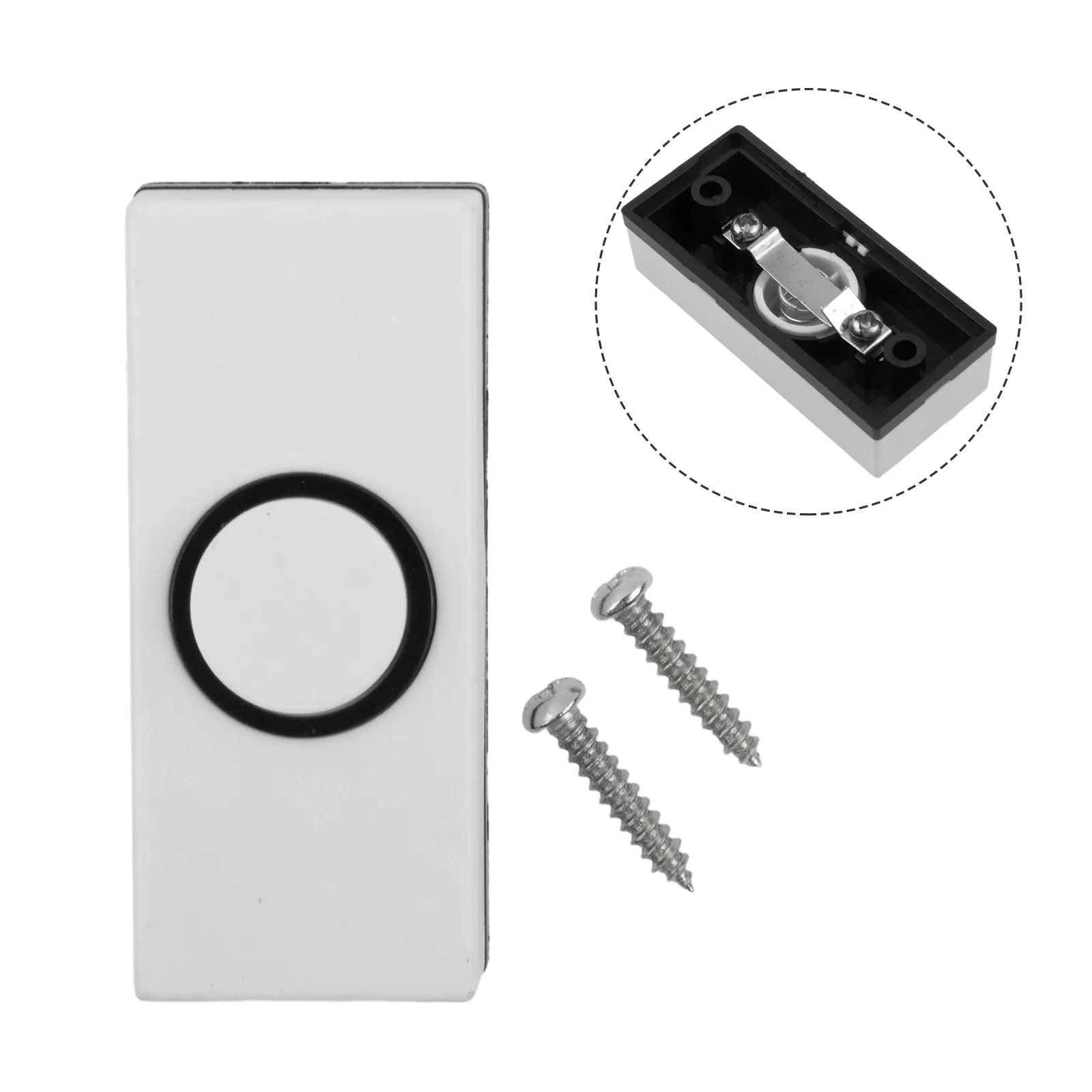 1pcs White Door Bell Chime Bell Push Press Button White Inserts Wall Plastic Hard Wiring 86MM X 37MM X 22MM