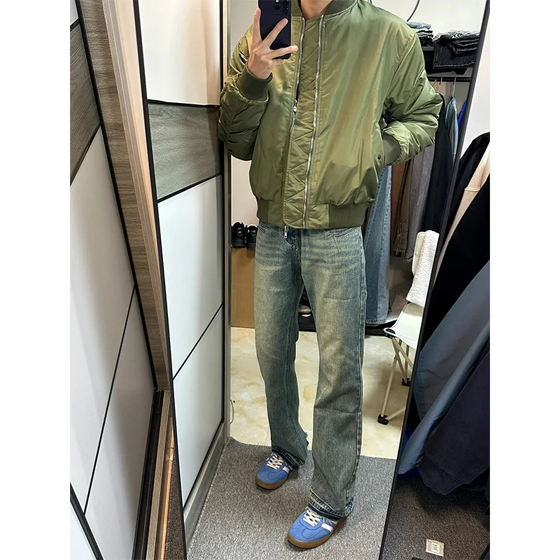 

Мужские джинсы Cleanfit, весенняя новинка, прямые брюки с высокой талией, американский стиль, синий деним, модные и стильные.