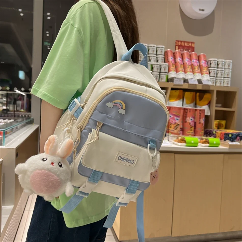 New Cute Backpack Purses Women Waterproof Nylon School Book Bags Small Designer Rucksack for Teenager Girls Female Travel Sac