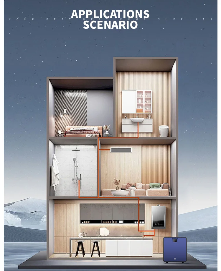 R290 مضخة الحرارة الحرارية الأرضية تصنيع المصدر 10Kw التدفئة الأرضية سخان الماء الساخن المحلي