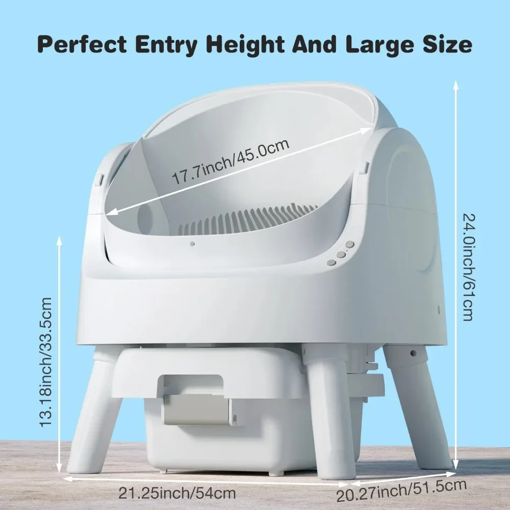 

Open-Top Automatic Cat Litter Box with Safety Protection for Cats, Mat And Garbage Bags Included, Cat Litter Box Self Cleaning