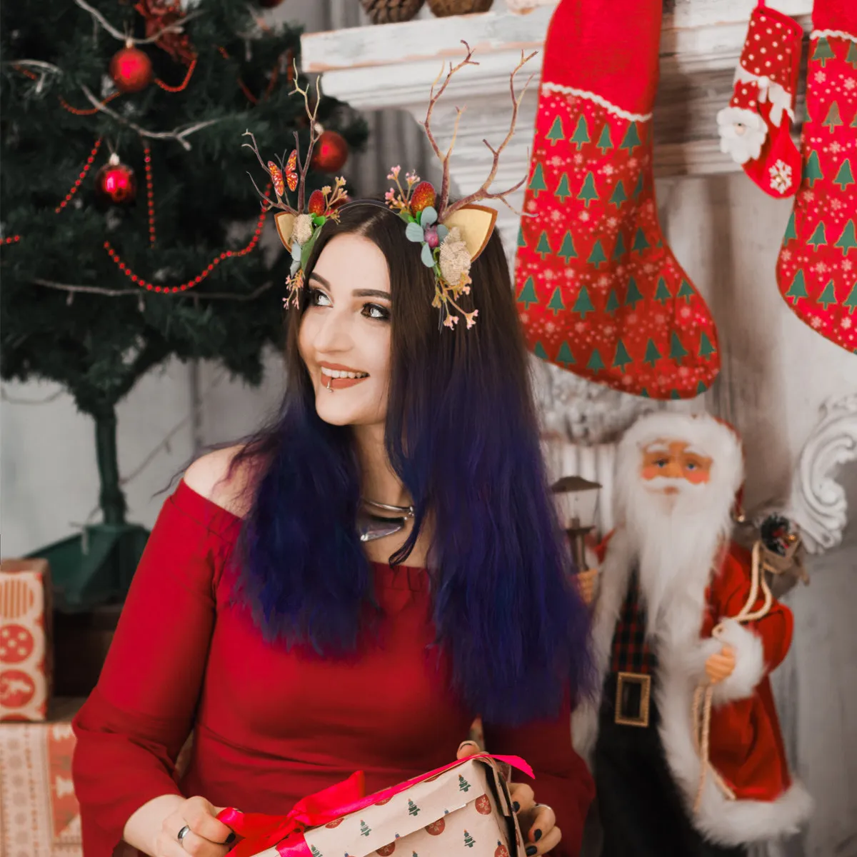 

1Pcs Festival Hairband Deer Antler Hair Hoop Creative Design for Cosplay Party Christmas Halloween Wear Unique Comfortable