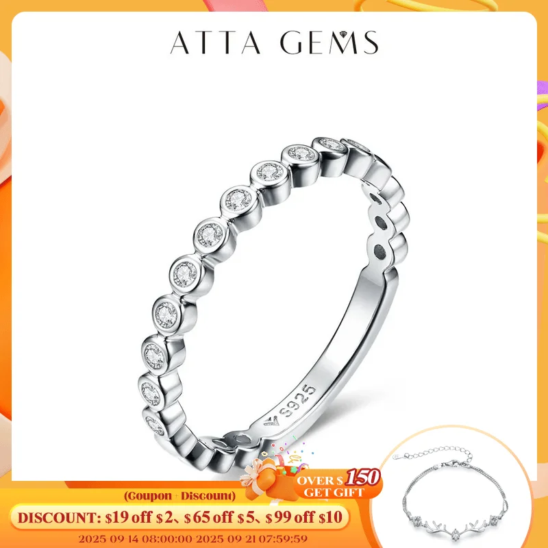 

ATTAGEMS D VVS1 Color Moissanite Ring for Women Man Real 925 Sterling Silver Diamond Test Pass Engagement Wedding Band Jewelry