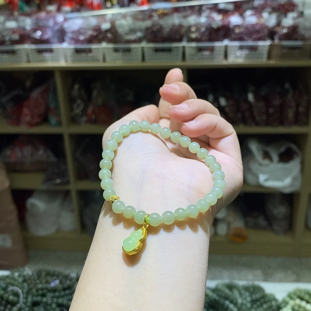 

Hotan Jade Gourd Accessories Handstring Fashion Single Loop Literature and Art Women's Handstring Boutique Jewelry Gift