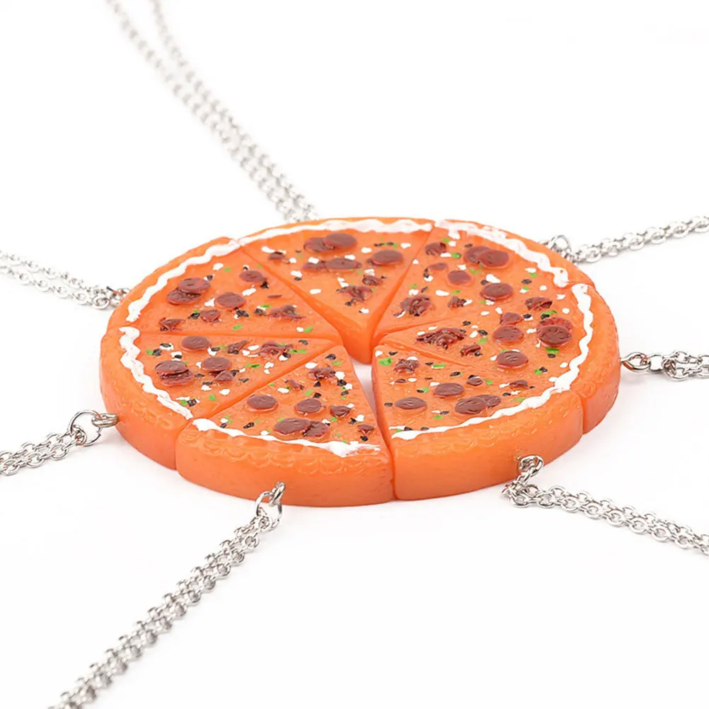 

7Pcs Fashion Pizza Necklace Set of Alloy Pendants for Women Exquisite Design Ideal for Friendship Gift Mother's Day Present