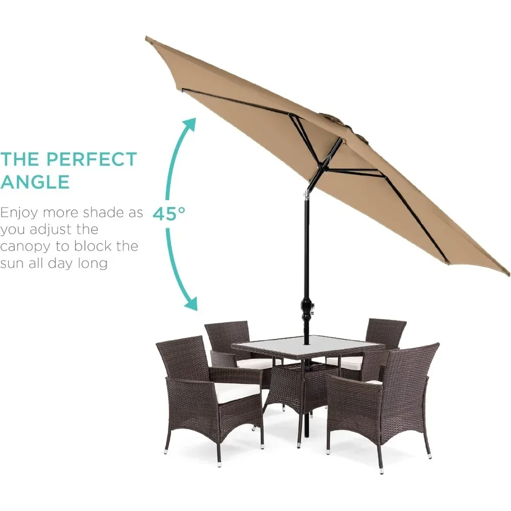 10ft Outdoor Steel Polyester Market Patio Umbrella w/Crank, Easy Push Button, Tilt, Table Compatible - Tan Umbrellas