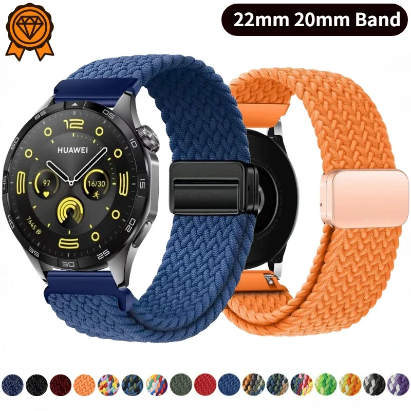 

20mm 22mm Magnetic Braided Loop Nylon Strap For Huawei Watch 4/3/GT4-3-2 Pro Samsung Watch 6 5 4 3 Amazfit GTR/GTS Bracelet Band