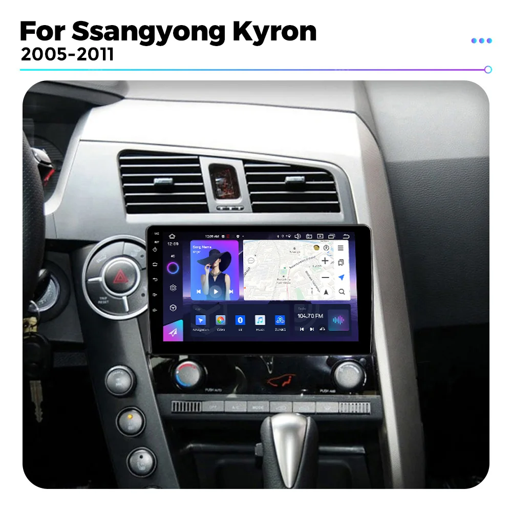 NaviFly 7862S 8G 256G QLED Android All In One Car Radio For Ssangyong Actyon Kyron 2005-2011 GPS Intelligent Systems 2Din Stereo