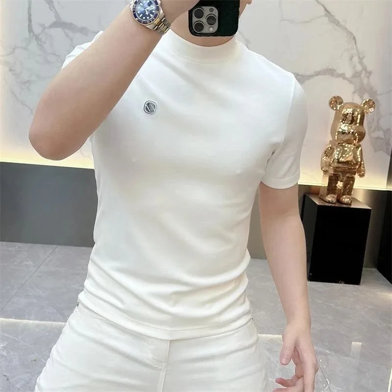 

high quality Men's Business Base Shirt T-shirt Simple All-match Short Sleeve T-shirt Summer Round Neck Half Sleeve Top