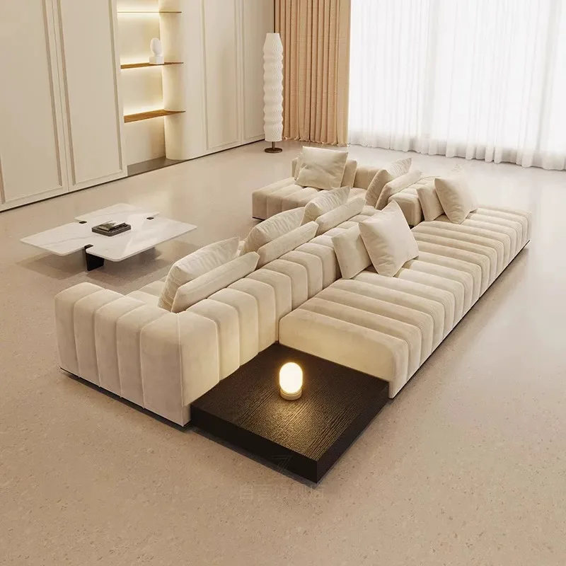 Italian minimalist double-sided large flat-floor living room casual modern minimalist back-to-back matte fabric sofa