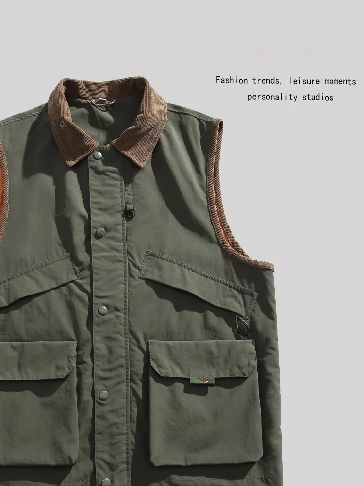 Chaleco de Caza para Mujer ANXIE, Chaqueta Utilitaria a la Moda, Corte Holgado, Largo Regular, para Parejas, Otoño 2024