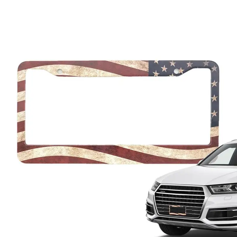 Car Plate Frame Car Tag Cover With 2 Holes Durable And Rust-Proof Metal Frame Car Accessories For Front And Rear Car Tags