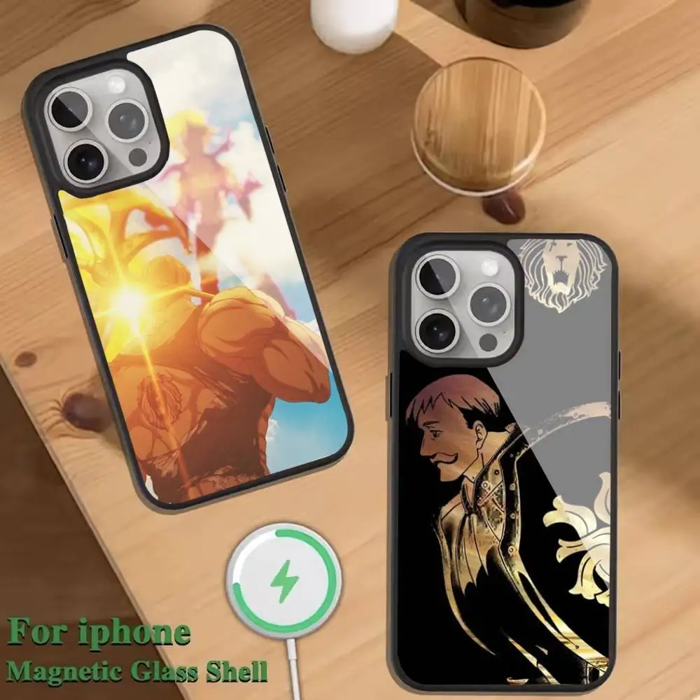 

E-Escanor Sun Cartoon Phone Case For Magnetic Wireless Charge Cover For iphone 16 15 14 13 12 11 Pro Max Plus Coque