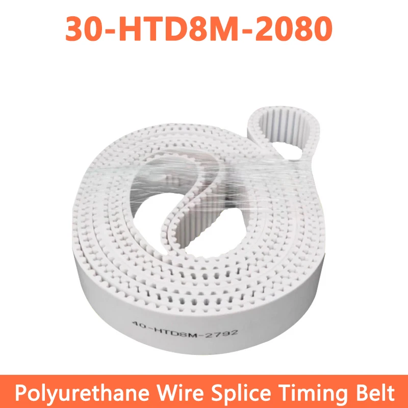 

1pc HTD8M Polyurethane Timing Belt with Steel Wire Core Width 30mm Length 2080mm 8M PU Closed Loop Drive Synchronous Belt