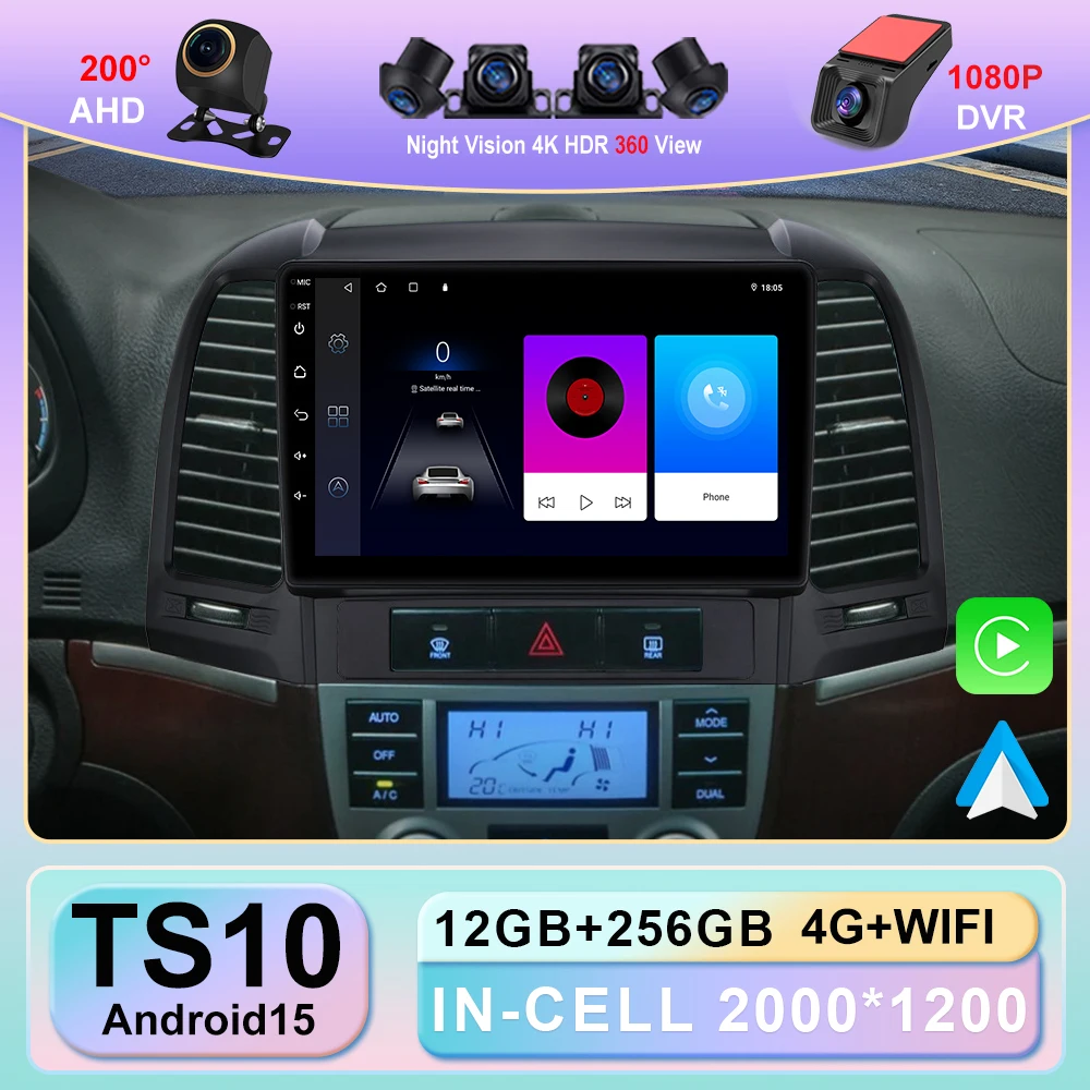 

Android Carplay Auto Radio For Hyundai Santa Fe 2 2006 2007 2008 2009 2010 2011 2012 Car Multimedia Player Stereo DSP 2DIN DVD