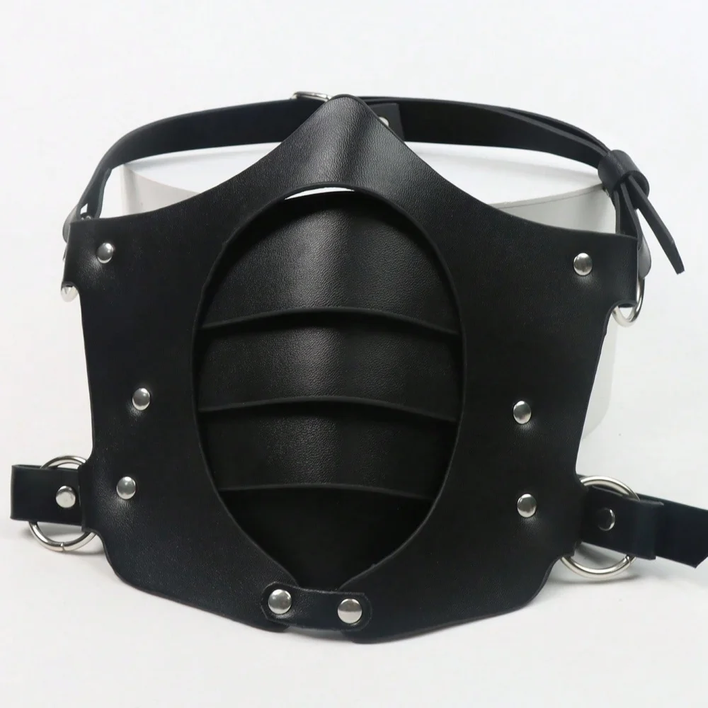 Masque demi-visage Viking médiéval pour Halloween, Cosplay en PU, moto réglable, cyber noir, Anti-poussière, accessoires, accessoires Larp