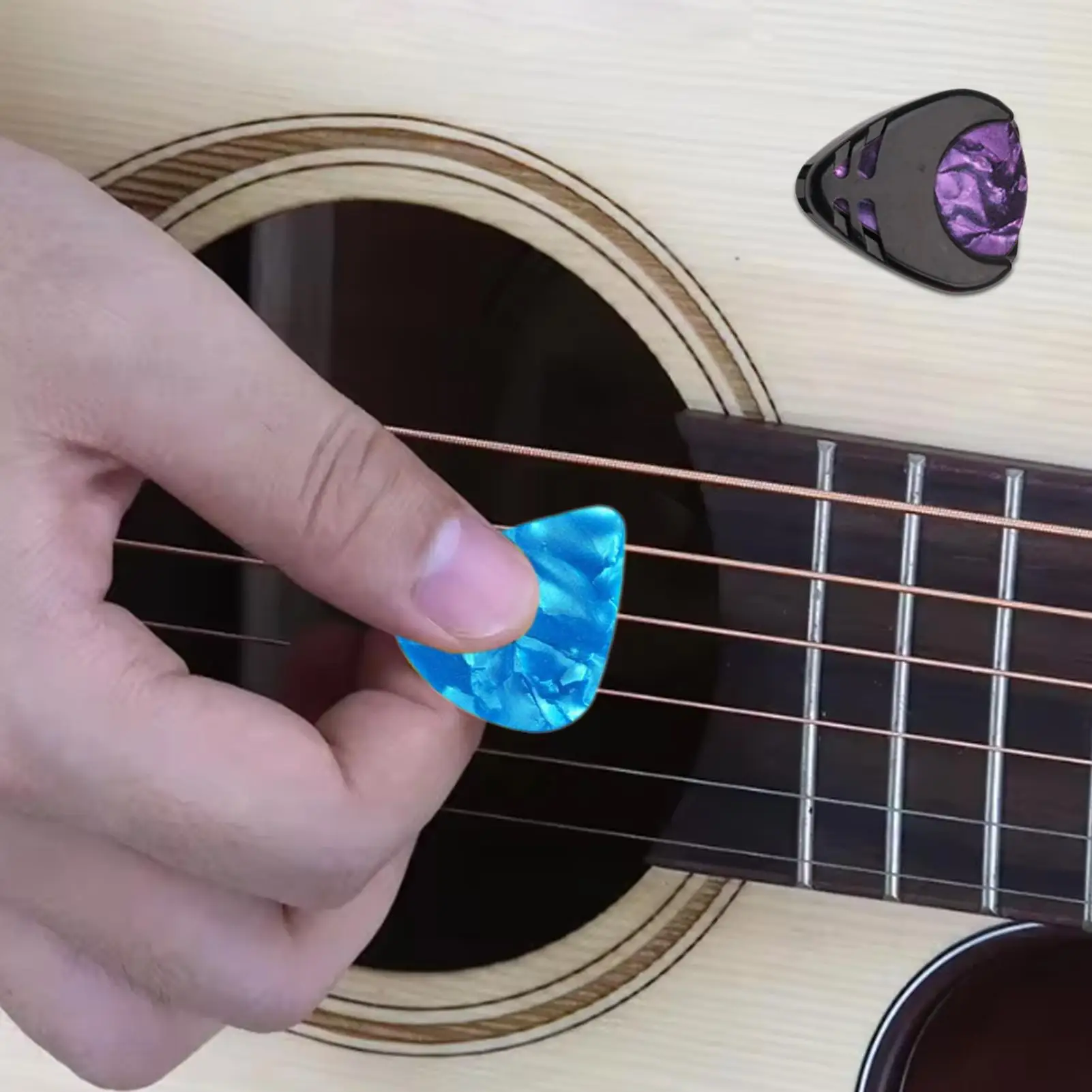10Pcs Plectrums 1 Pick Up Clip Holder Electric Guitar Picks Durable Colorful Random Color Common Accessory For String Instrument