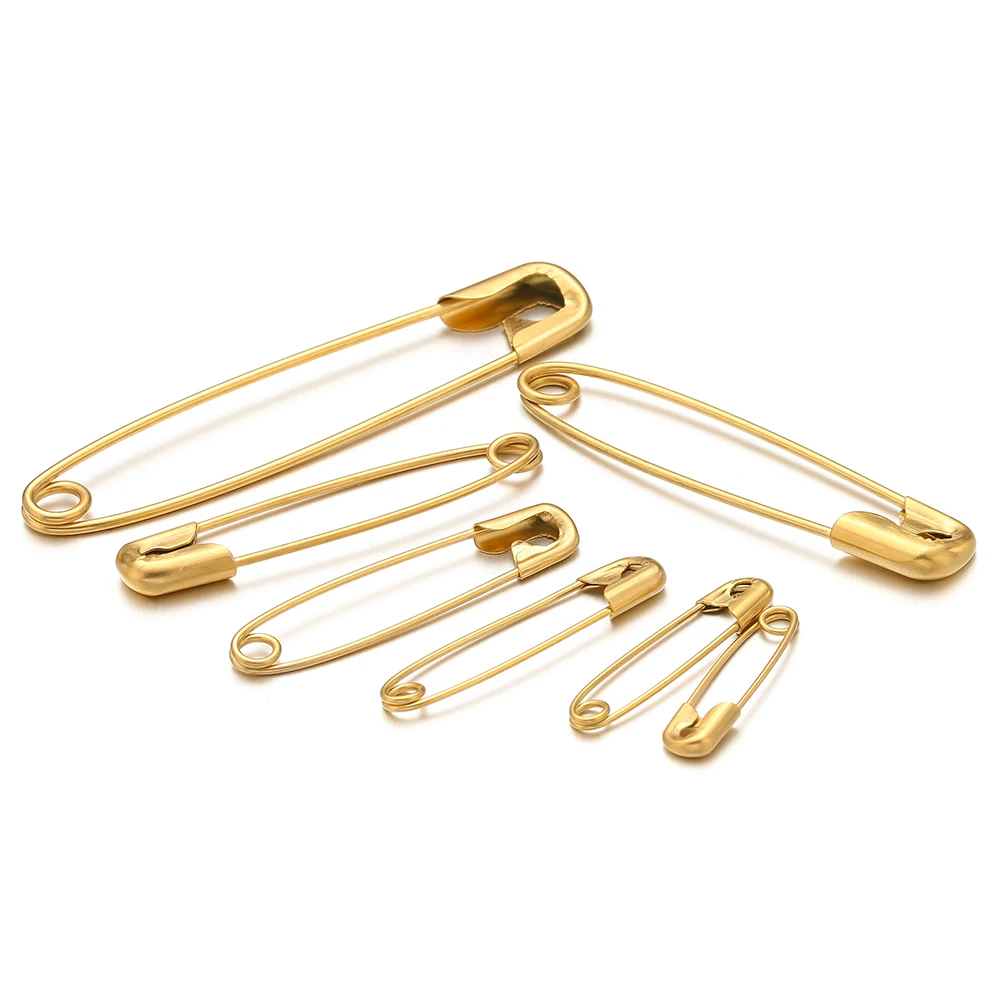 Long Paper Clip Pins para DIY Fazer Jóias, Aço Inoxidável, Cor do Ouro, Acessórios de Segurança, Descobertas Suprimentos, Atacado, 20 Pcs, 50Pcs