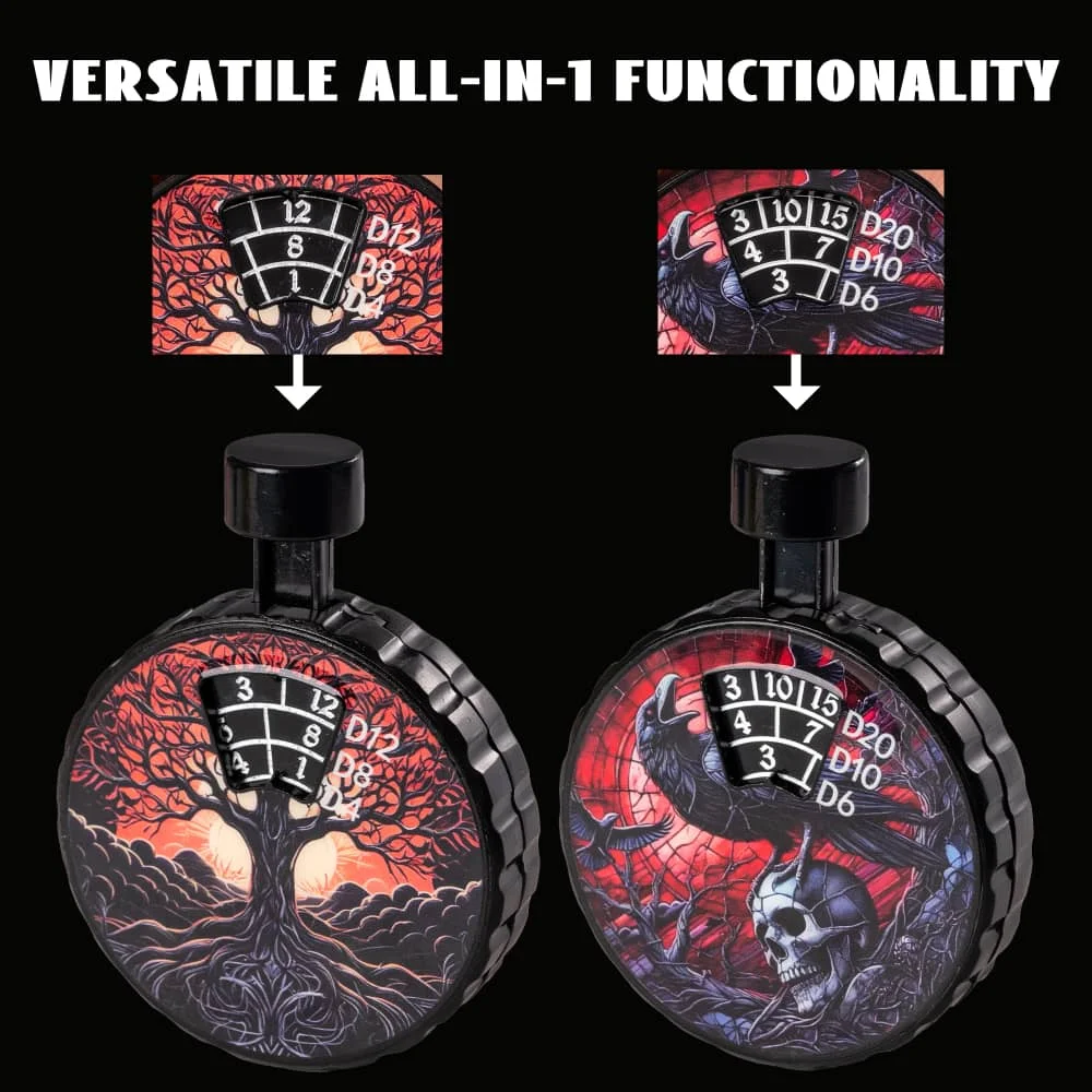 7in1 Button Spinner DND Dice Multifunction Metal Rotating D4-D20 Polyhedral Dice for D&D Tabletop RPG Board Game Accessories