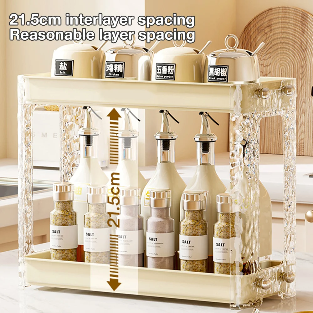 Kitchen Organizing Shelf Spice Rack Organizer Double Layer Elevated Storage Rack Spice Jars Oil Bottle Kitchen Cupboard Storage