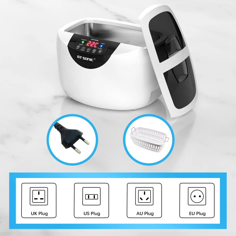 Digital Ultrasonic Cleaner Bath 2500ML for Home Kitchen Wash Fruits Glasses Denture Tableware Jewelry Watch