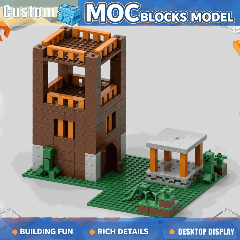 628PCS Medieval Watchtower Building Blocks MOC Custom Castle Tower Model DIY Assembly Creative Architectural Scenery Toy Gifts