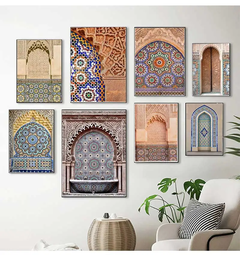 Marrakesh Architecture Poster Boho Wall Decor Terracotta Art Picture Decoration Painting Moroccan Wall Art Canvas Print