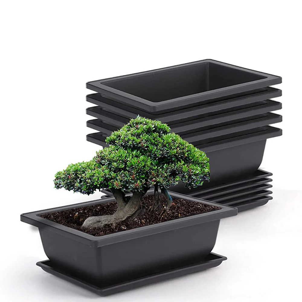 Rectangular Bonsai Training Pots Plastic Flowerpot with Drainage Tray Succulent Plants Pot Bonsai Plants Growing Pots Home Decor