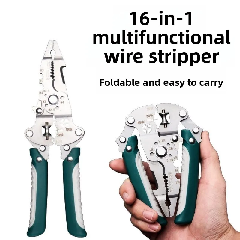 

Складные инструменты для зачистки проводов для электриков Многофункциональные инструменты для зачистки проводов 16-в-1 Экономия труда и острое соединение для резки проволоки