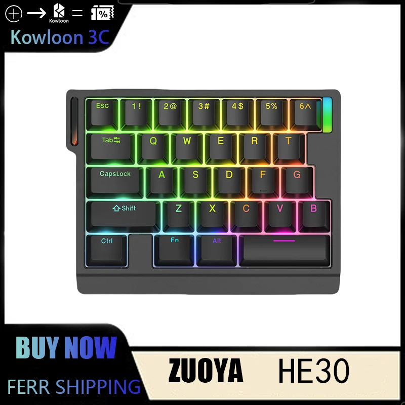 ZUOYA HE30 Magnetic Switch Mechanical Keyboard Gaming Fast Trigger Hot Swap Low Latency Solution 8K 30Keys RGB Backlight