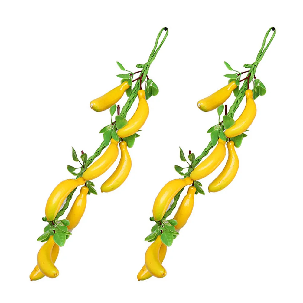 

2 Pcs Toy Simulated Banana Hanging Skewers Ornament Simulation Decoration Decorations Craft Green Wall Pendant Child