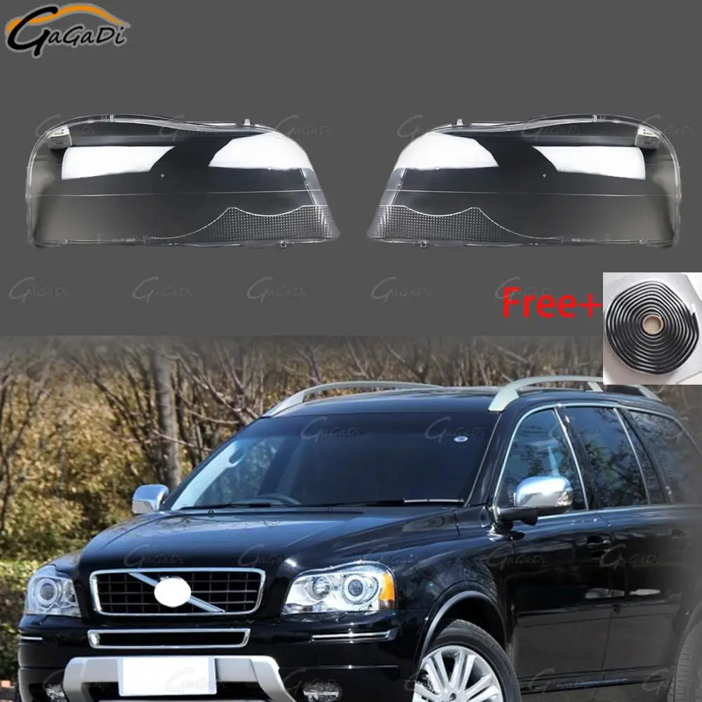

Пара абажуров для автомобильных фар подходят для Volvo XC90 2004-2013, бесплатная резиновая полоса, корпус фары.