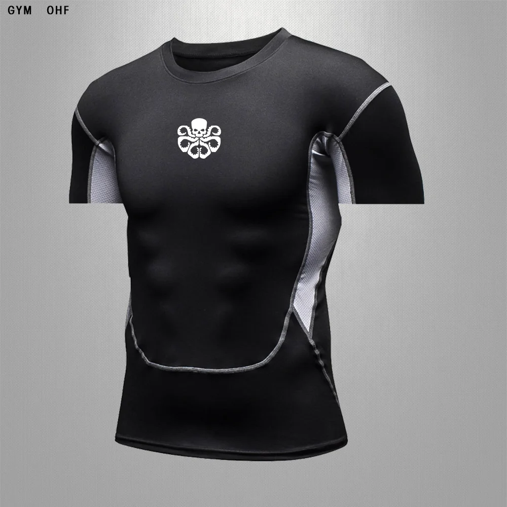 

Men'S Summer And Autumn Sports T-Shirt Jogging Running Tights Compression Breathable Fitness Gym Boxing Judo MMA Rashguard Dry