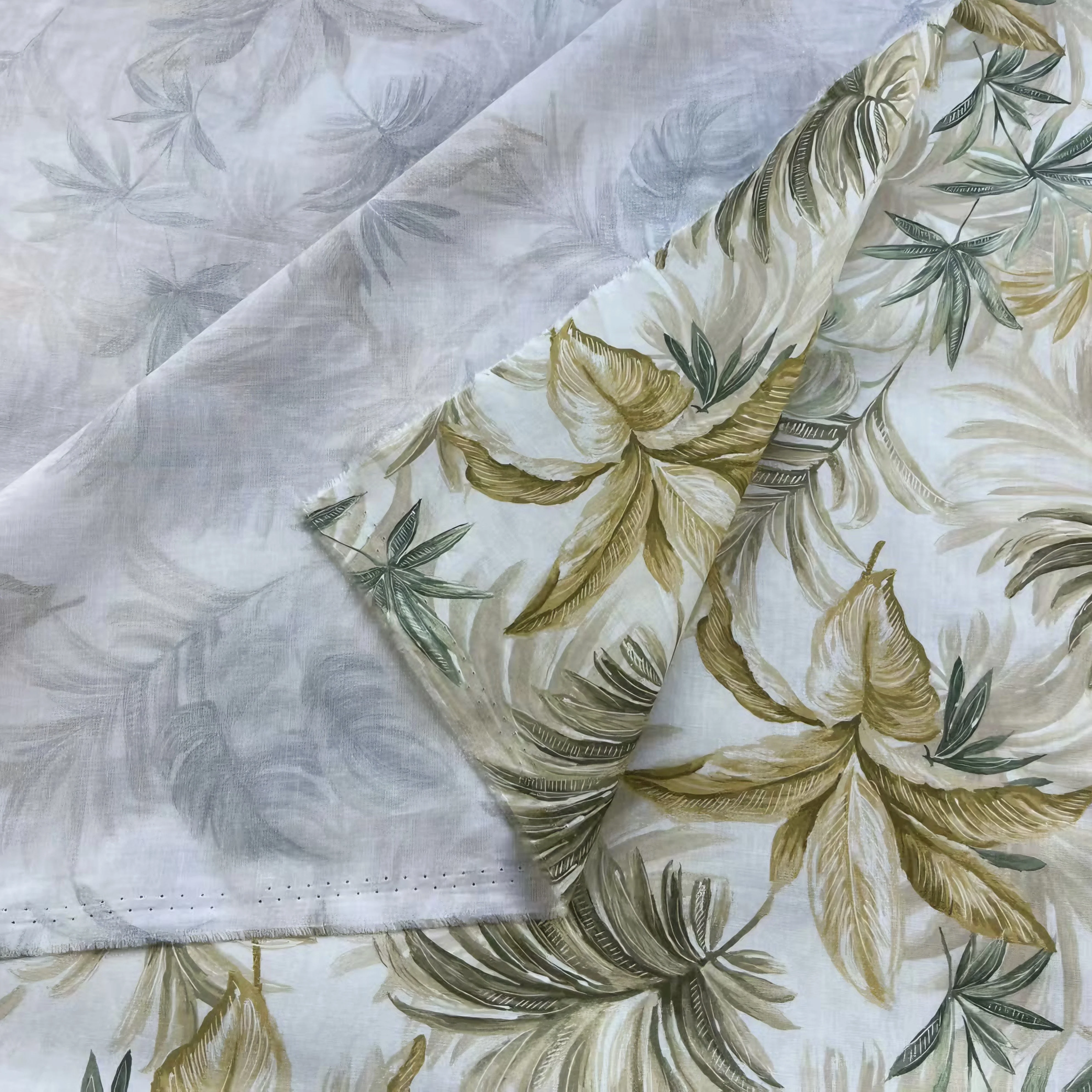 Bedruckter Stoff aus 100 % Baumwollpopeline im tropischen Stil mit Pflanzenmotiv, mehrere Farben erhältlich, ideal für DIY-Kleidung und Heimdekor-Design