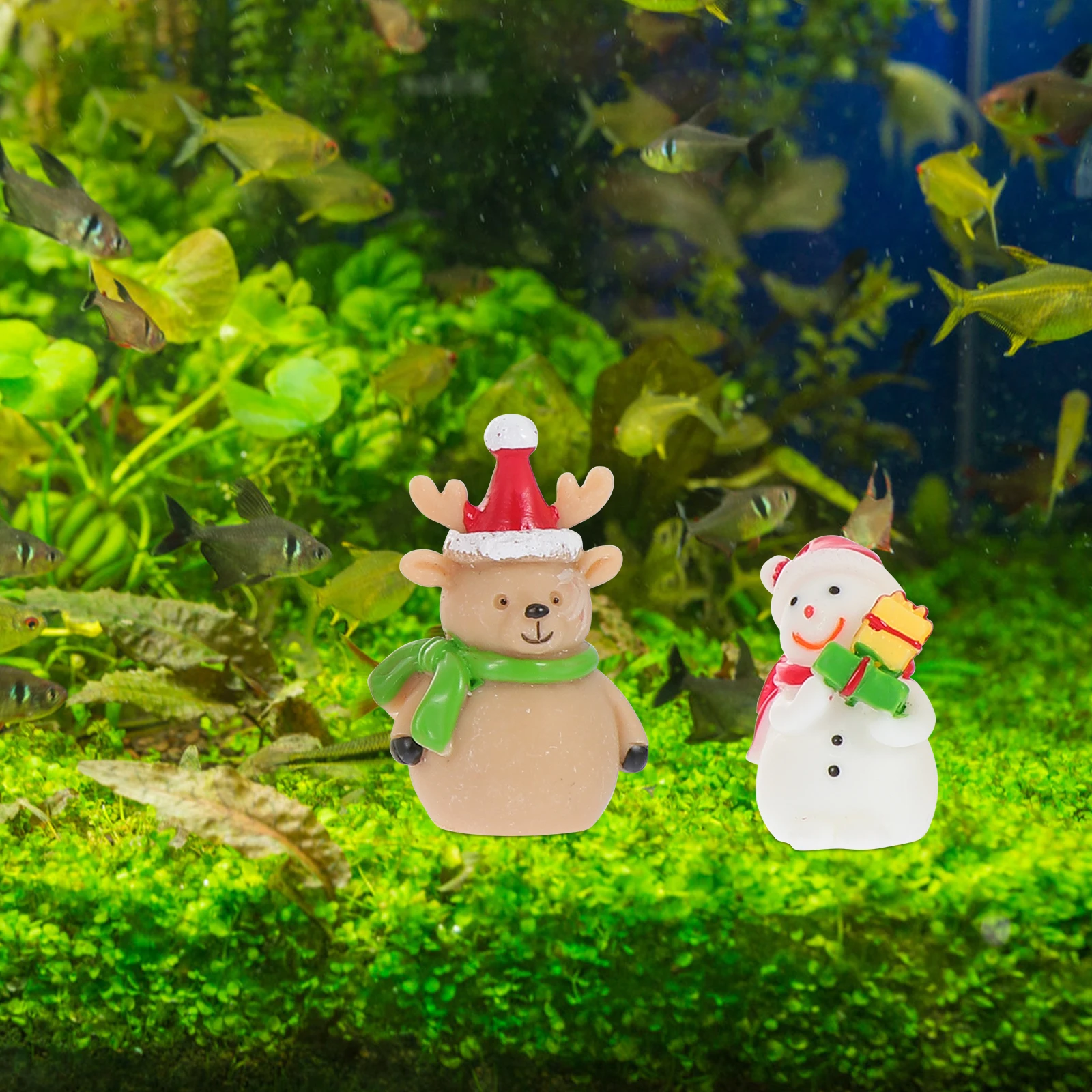 

5Pcs Christmas Ornaments Resin Crafts Durable Desktop Decor Xmas Party Decoration Home and Fish Tank Accessories