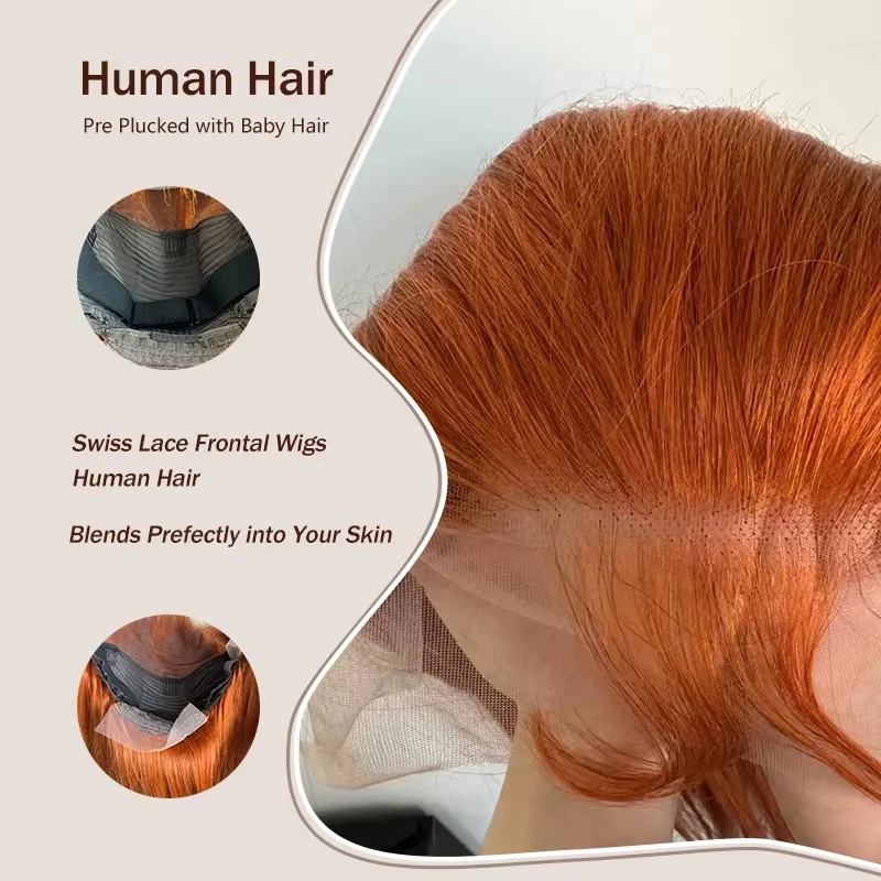 Gengibre laranja 13x6 perucas dianteiras do laço cabelo humano 200% densidade peruca onda do corpo 350 colorido peruca de cabelo humano pré arrancado