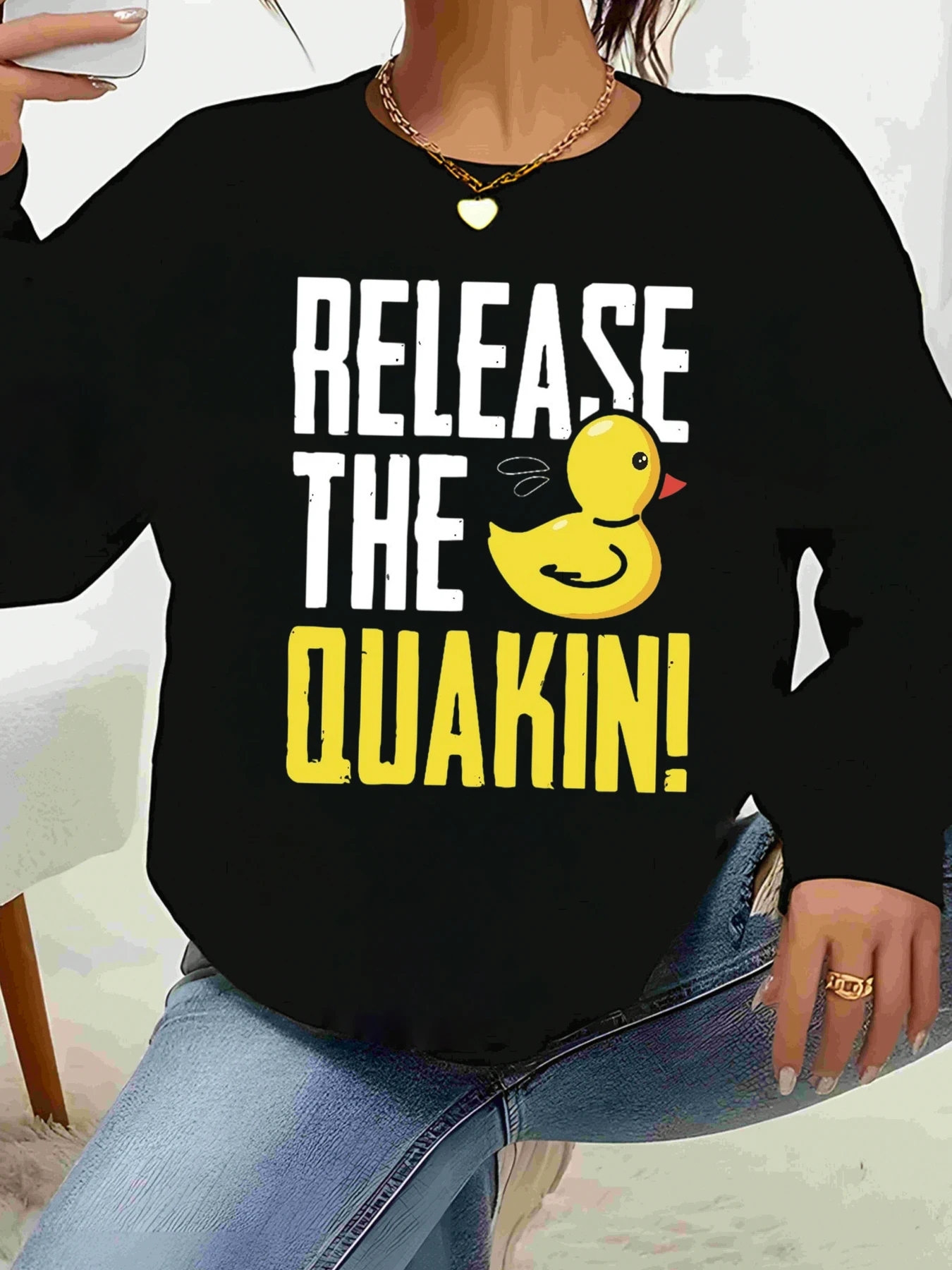 

Толстовка с принтом «Утка» Release the Quakin, повседневная одежда на Хэллоуин, женская одежда