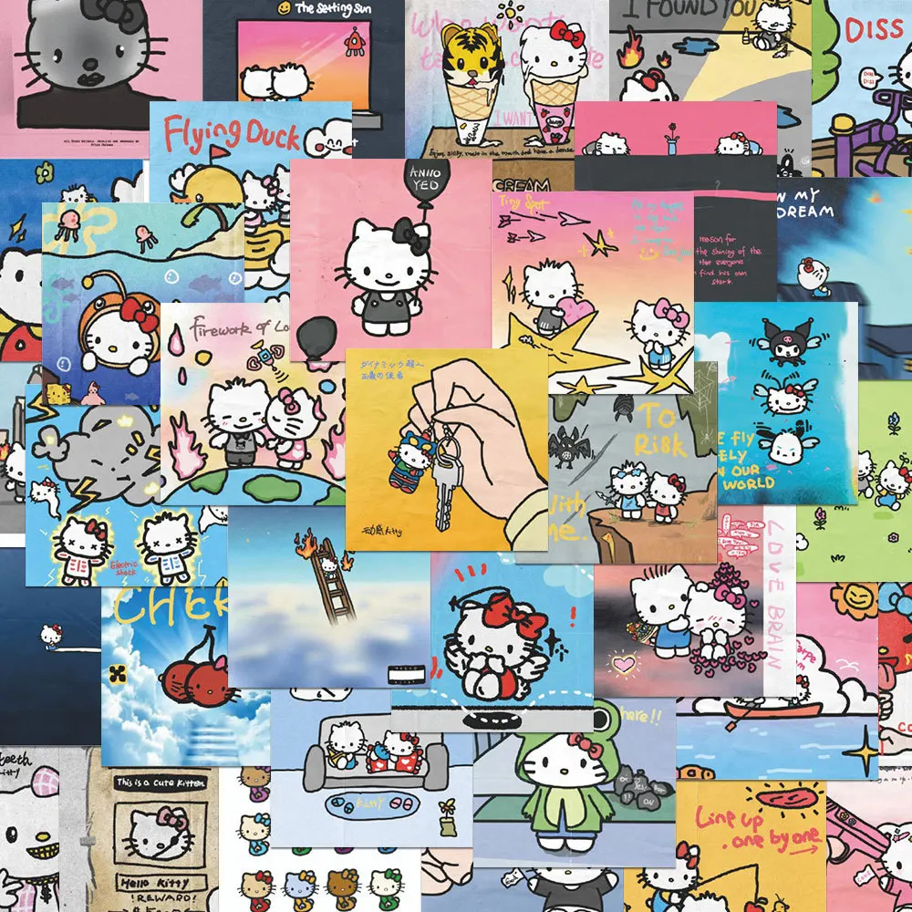 63 pezzi simpatici adesivi Hello Kitty Cartoon Sanrio per album custodia per telefono laptop chitarra notebook adesivo anime Kawaii giocattoli per bambini