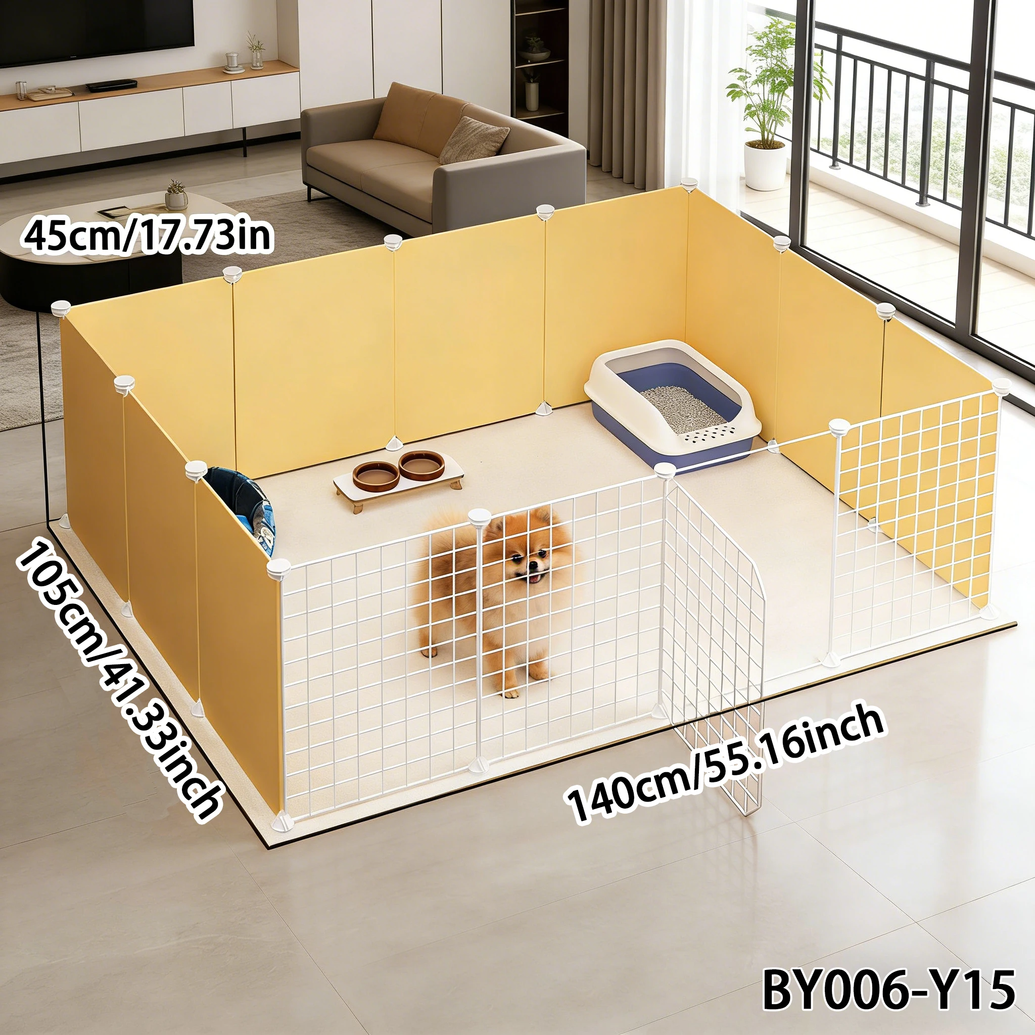 DIY Indoor Pet Enclosure |   Detachable Playpen for Cats, Dogs, and Rabbits |   Semi-Enclosed, Space-Saving Fence Suitable for Balconies and Home Use.