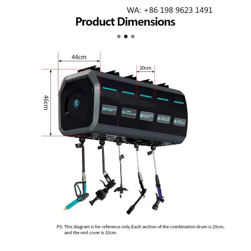 Sunny Weather 5-in-1 Integrated High-Pressure Commercial Car Wash Station Equipment 1000-1500W  Foam Hose Reel System