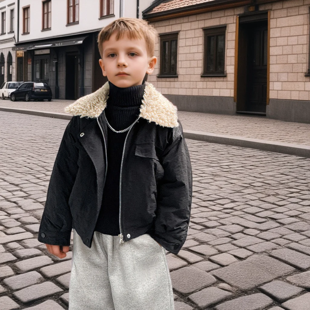 

Boys Winter Plush Jacket Kids Furry Collar Parka Coat Casual Fashion School Baby Fleece Lined black Short Outerwear 10 12 Years