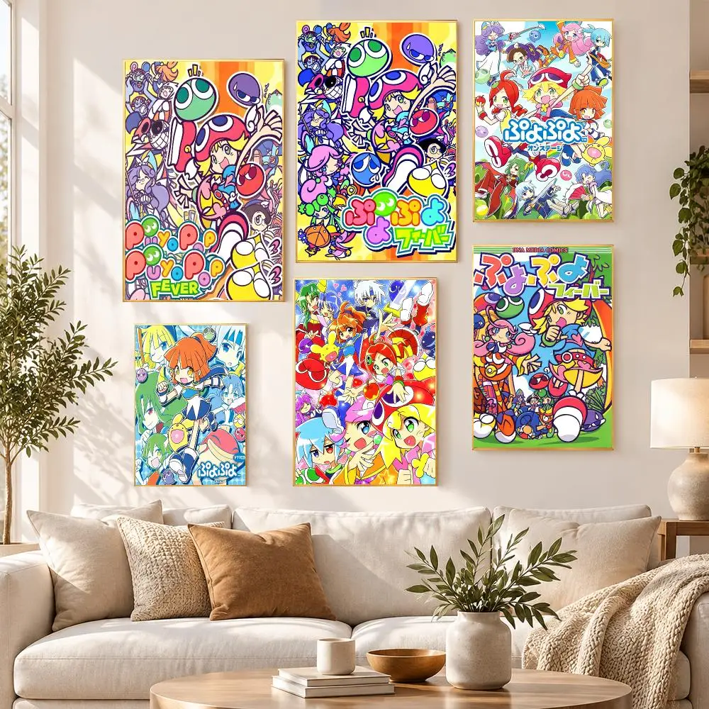 Art Classic Creative Puyo Pop Fever Poster PP Self Adhesive Wall Decor Aesthetic Bedroom Gaming Room Home Holiday Gift