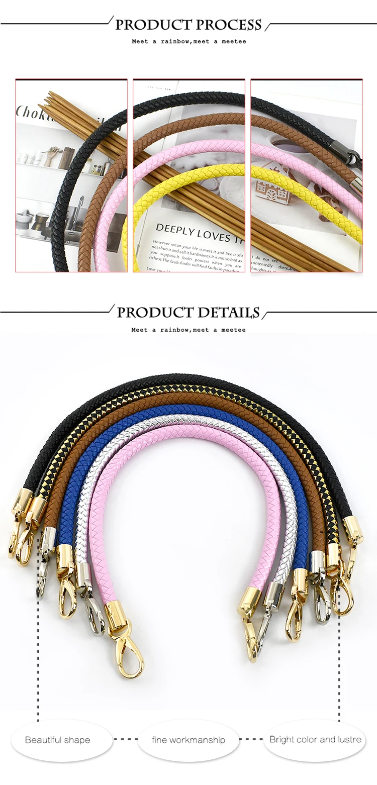 1Pc Deepeel 30-60cm Colorful PU Leather Bag Straps Purse Handbag Handles Gold Chain Buckle Weave Sling DIY Handmade Accessories