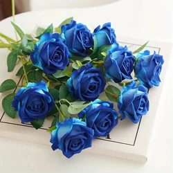 Bellissimi 5 pz/lotto fiori di rosa artificiale blu Bouquet di rami lunghi di seta per la festa di nozze decorazione di san valentino sposa casa